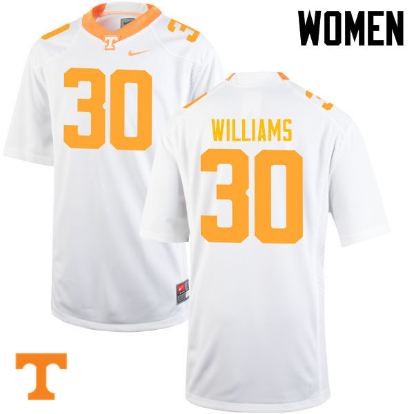 Women #30 Devin Williams Tennessee Volunteers College Football Jerseys-White